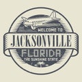 Stamp or tag with text Welcome to Jacksonville, Florida