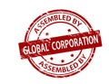 Stamp with text Assembled by global corporation