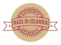 Stamp with the text Authentic, Made in Colombia