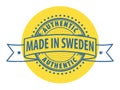 Stamp with the text Authentic, Made in Sweden