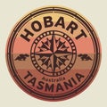 Stamp with the text Hobart, Tasmania written inside the stamp