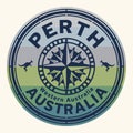 Stamp with the text Perth, Western Australia written inside the stamp