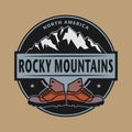 Stamp with text Rocky Mountains, North America Royalty Free Stock Photo