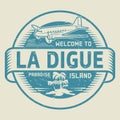 Stamp with the text Welcome to La Digue, Paradise island