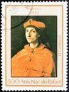 Stamp from the 500th anniversary of the birth of Raphael