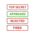 Stamp top secret, approved, rejected and fired