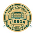 Stamp with Tram, Lisbon Royalty Free Stock Photo