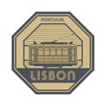 Stamp with Tram, Lisbon Royalty Free Stock Photo