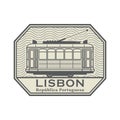 Stamp with Tram, Lisbon Royalty Free Stock Photo