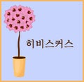 Stamp tree. Hibiscus. Korean national flower. Lettering Translation Hibiscus