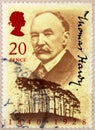 A stamp of United Kingdom shows Thomas Hardy