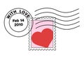 Stamp on a valentine letter Royalty Free Stock Photo