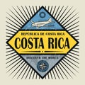 Stamp or vintage emblem text Costa Rica, Discover the World