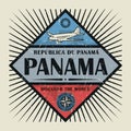 Stamp or vintage emblem text Panama, Discover the World
