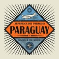 Stamp or vintage emblem text Paraguay, Discover the World