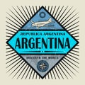 Stamp or vintage emblem text Argentina, Discover the World