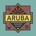 Stamp or vintage emblem with text Aruba, Discover the World