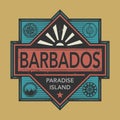 Stamp or vintage emblem with text Barbados, Discover the World Royalty Free Stock Photo