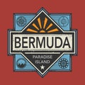 Stamp or vintage emblem with text Bermuda, Discover the World