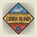 Stamp or vintage emblem text Cayman Islands, Discover the World