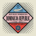 Stamp or vintage emblem text Dominican Republic, Discover the Wo