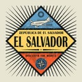 Stamp or vintage emblem text El Salvador, Discover the World