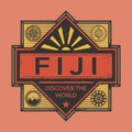 Stamp or vintage emblem with text Fiji, Discover the World