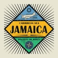 Stamp or vintage emblem text Jamaica, Discover the World