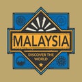 Stamp or vintage emblem with text Malaysia, Discover the World