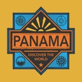 Stamp or vintage emblem with text Panama, Discover the World