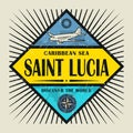 Stamp or vintage emblem text Saint Lucia, Discover the World