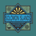 Vintage emblem with text Solomon Islands, Discover the World