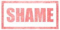 Stamp on a white background, isolated. Lettering or text: SHAME