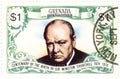 Stamp with Winston Churchill Royalty Free Stock Photo