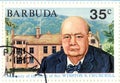 Stamp with Winston Churchill Royalty Free Stock Photo