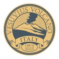 Stamp with words Vesuvius Volcano, Italy