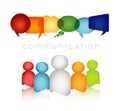 Isolated speech bubble rainbow colors. Communication text. Network concept. Crowd speaks. Group of people talking. Social network