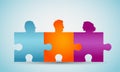 Group of colorful silhouette people heads forming puzzle pieces. Concept teamwork or community. Cooperation and competence. Associ Royalty Free Stock Photo