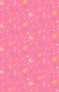 Simply and fancy floral vector seamless pattern with yellow flowers and leaves and bright pink background Royalty Free Stock Photo