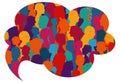 Speech bubble shape.Dialogue and communication group of diverse multiethnic and multicultural people.Silhouette of colored profile Royalty Free Stock Photo