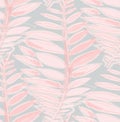 Watercolor Seamless vector pattern repeat with coral pink leaves fantasy