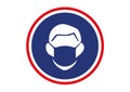 Illustration logo man with protective mask inscribed in a circle