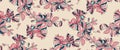 Hand drawn floral fantasy vector seamless pattern in  pink and aqua green hues Royalty Free Stock Photo