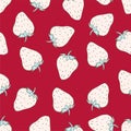 STRAWBERRIES RED AND PINK PATTERN ILLUSTRATION - SEAMLESS BACKGROUND SPRING REPEAT- TEXTILE PRINT FOR KIDSWEAR Royalty Free Stock Photo