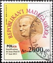 Stampcommemorating the Beatification of John Paul II from Madagascar. Royalty Free Stock Photo