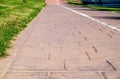 Stamped concrete pavement, slate stone tile on cement stones pattern Royalty Free Stock Photo