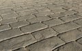 Stamped concrete pavement outdoor, mimics cobblestones pattern, decorative appearance colors and textures of paving Royalty Free Stock Photo