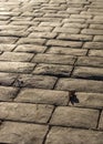 Stamped concrete pavement outdoor, mimics cobblestones pattern, decorative appearance colors and textures of paving Royalty Free Stock Photo