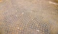 Stamped concrete pavement outdoor, mimics cobblestones pattern Royalty Free Stock Photo