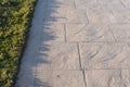 Stamped concrete pavement outdoor slate stone pattern, decorative appearance colors and textures of paving tile on